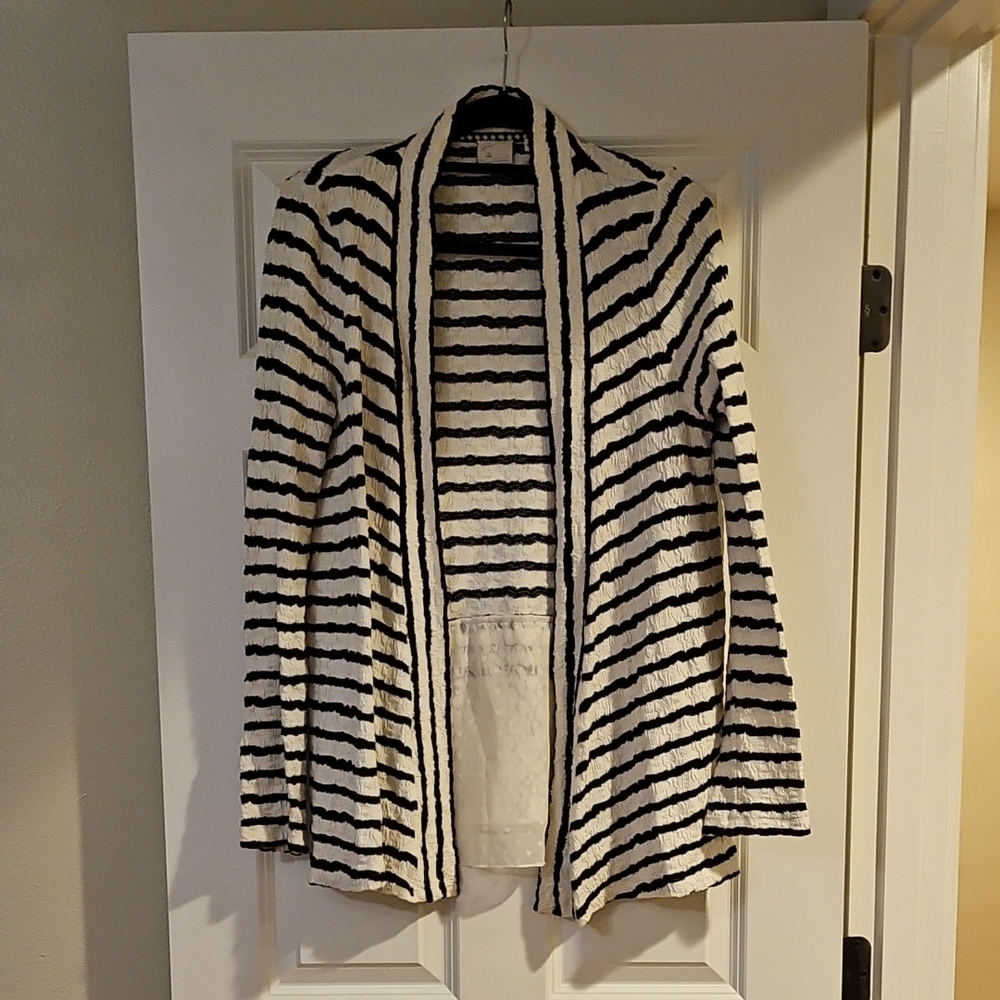 Anthropologie Black and White Striped Cardigan